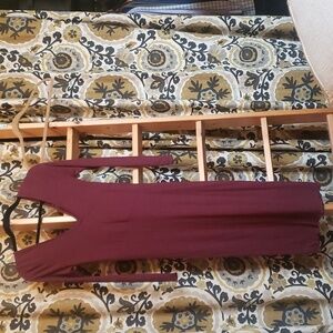 Topshop Dark Rust Double V Ribbed Maxi Dress - Size 6 US